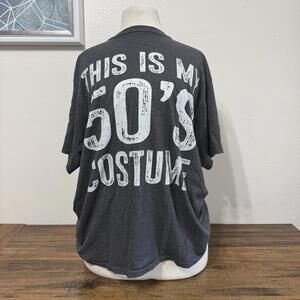 Gray Graphic T-Shirt with 'This Is My 50's Costume' Print Size Large